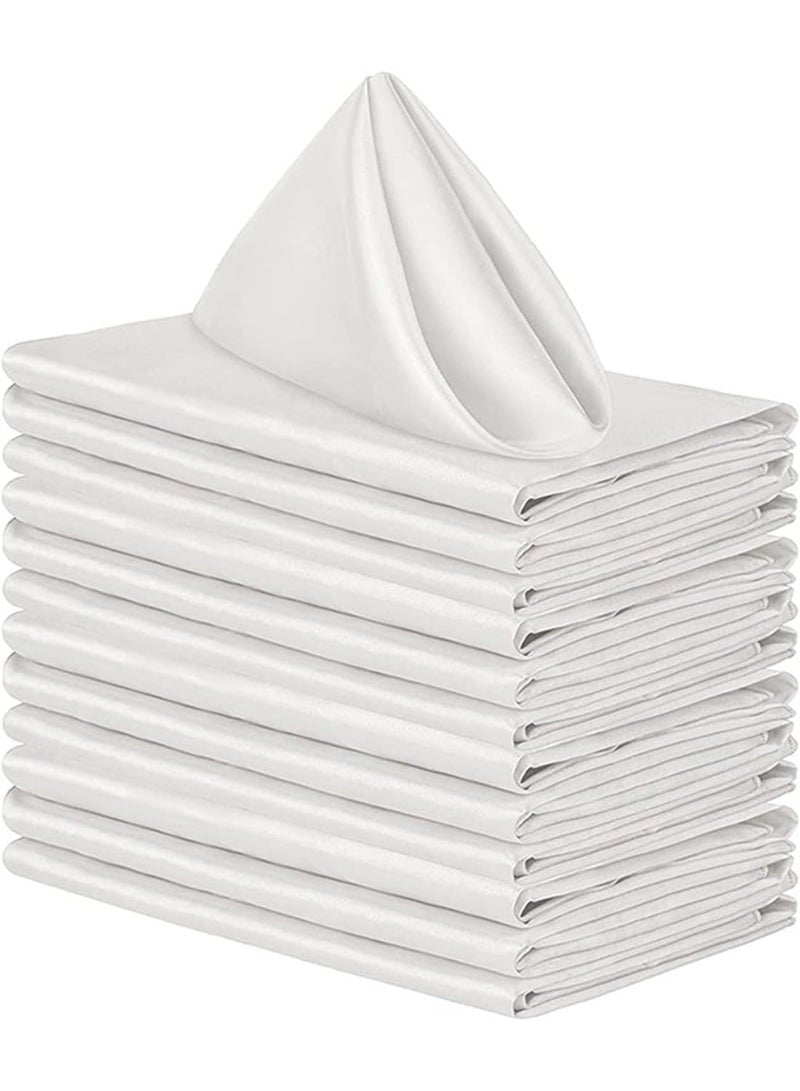 ChicAbode 12 حزمة مناديل قماش مجموعة مناديل قماش أبيض قابلة لإعادة الاستخدام الاستخدام اليومي مناديل قماش العشاء قابلة للغسيل مناديل ناعمة للحفلات المطاعم طاولة بار المنزل ديكور 43 × 43 سم - Image 1